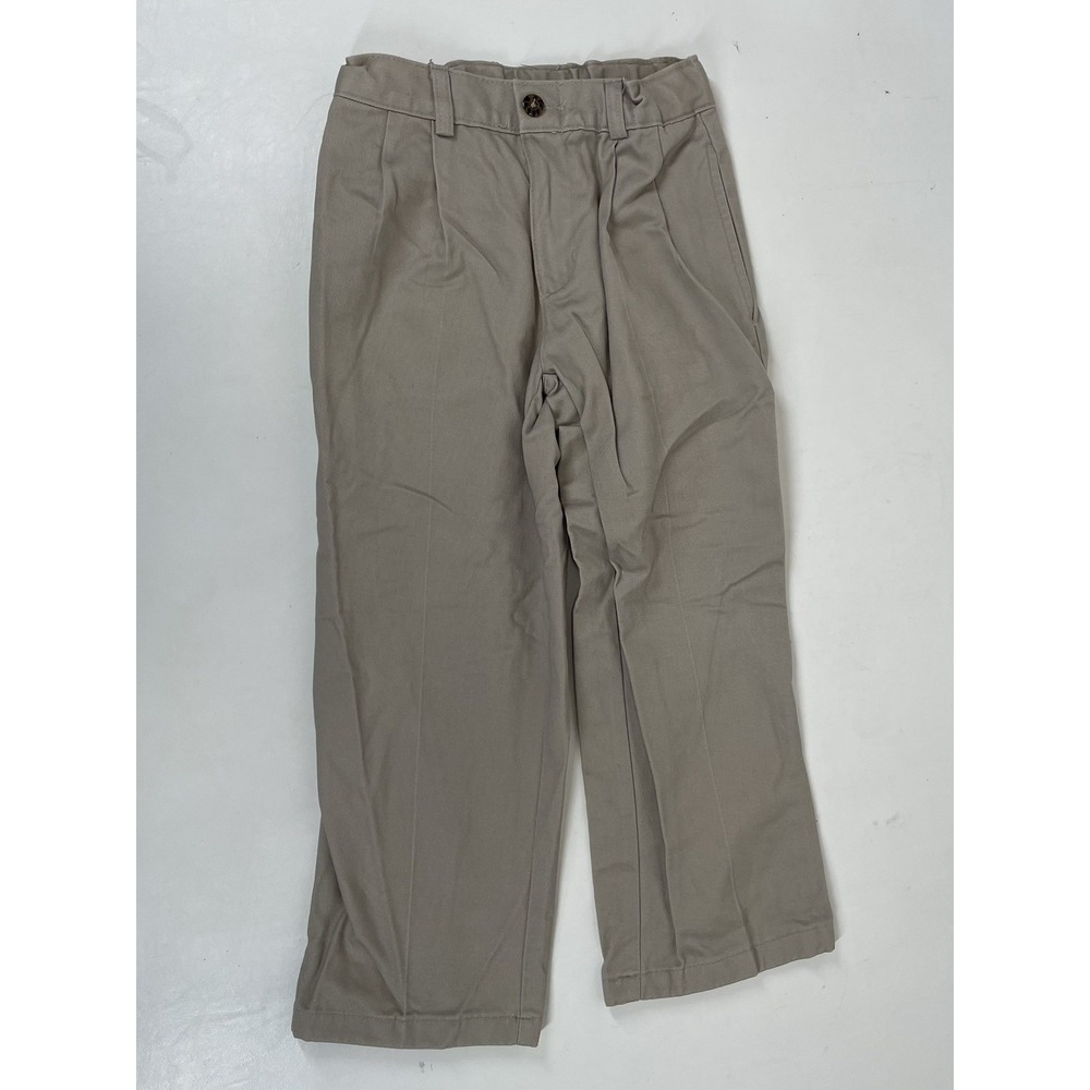 IZOD School Uniform Khaki Pants Adjustable Waist Flat Front Boys Size 6‎ Beige